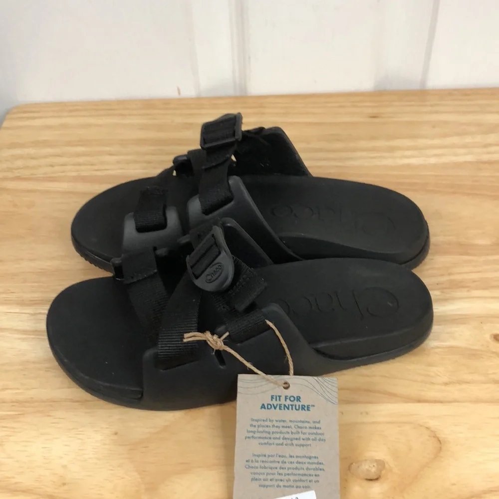 NEW Kids Chaco sandals Black Chillos Sport Shoe open back adjustable cross strap